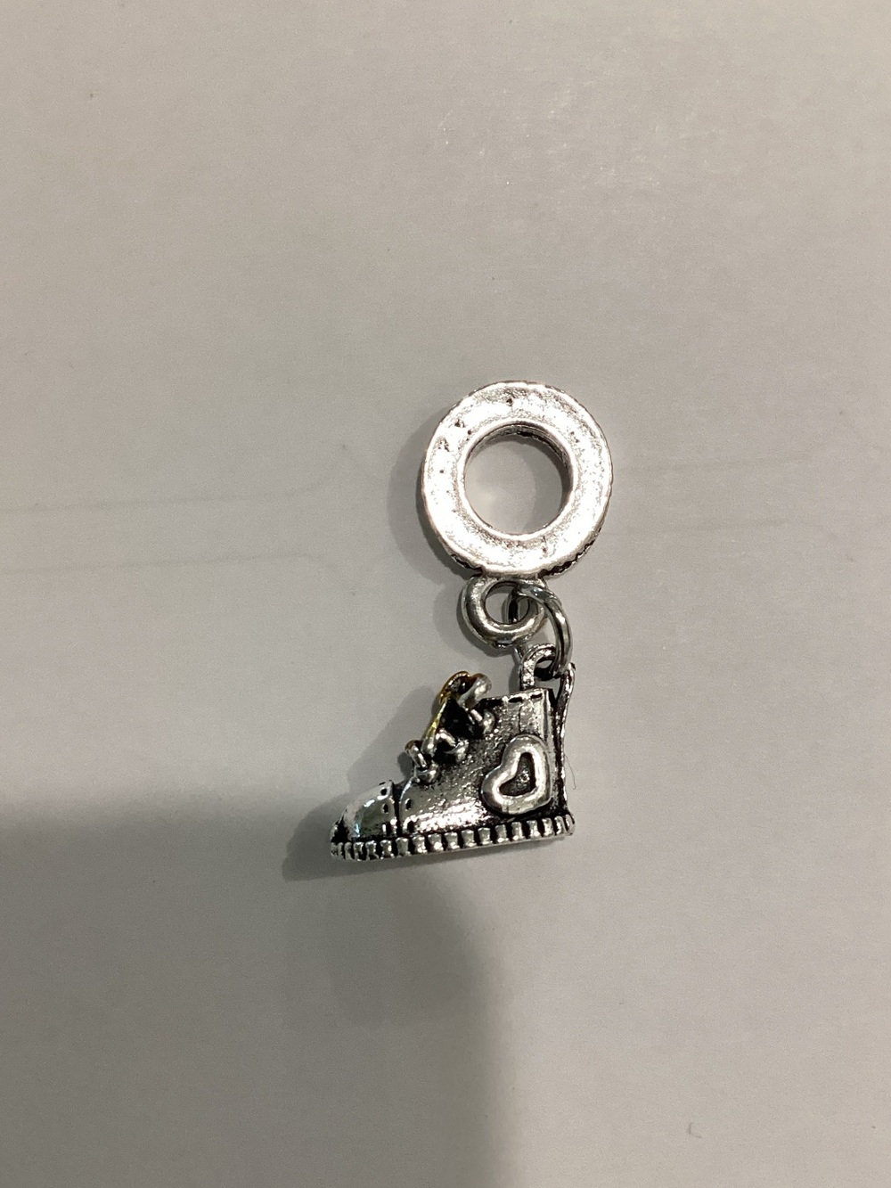 Silver Sneaker Charm Pendant with Heart Detail